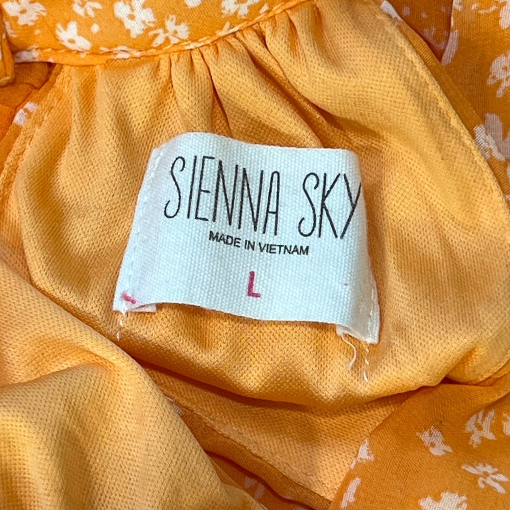 Sienna Sky Orange Floral Halter Neck Dress Sleeveless Layered Mini L - Picture 6 of 8